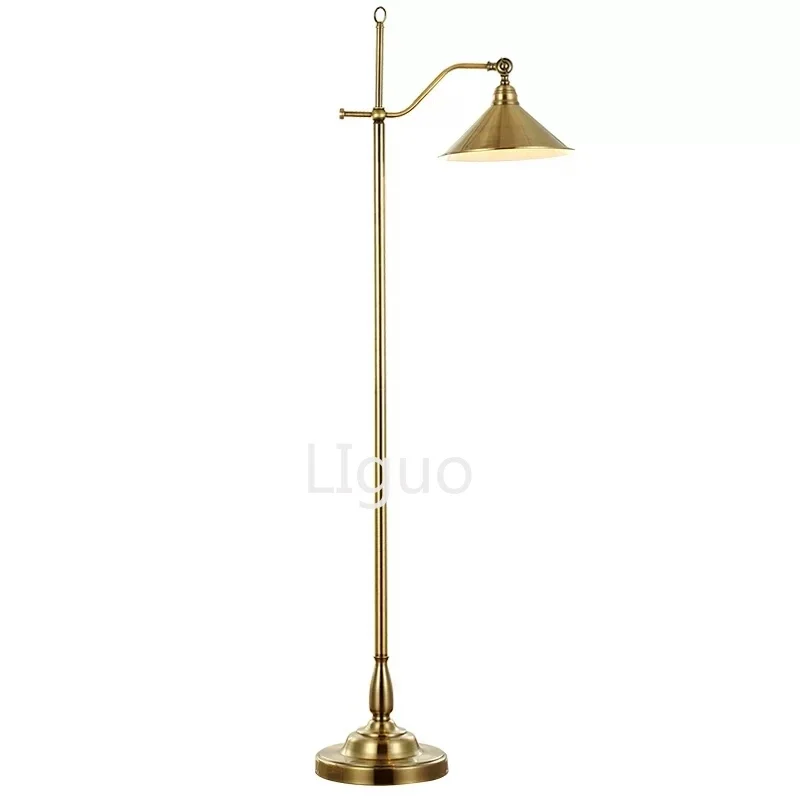 Imagem -02 - Lâmpada de Assoalho Ajustável para Quarto Luxo Lâmpada de Cobre Estilo Retro Americano Sala Criativa Alta Qualidade 110220v