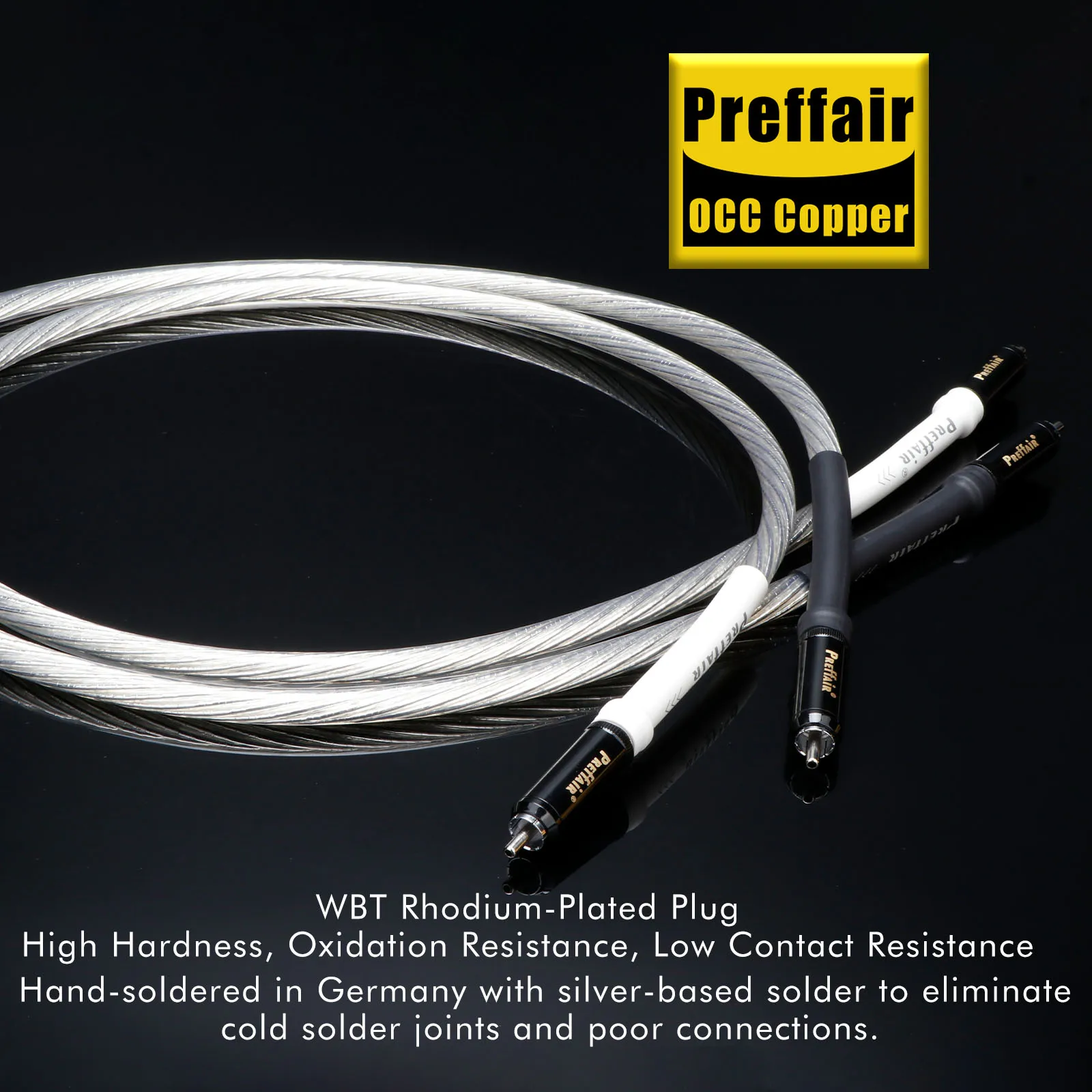 

1 пара Hi-end посеребренных кабелей RCA Preffair, мужской аудиокабель RCA, удлиненный шнур — X428R1743