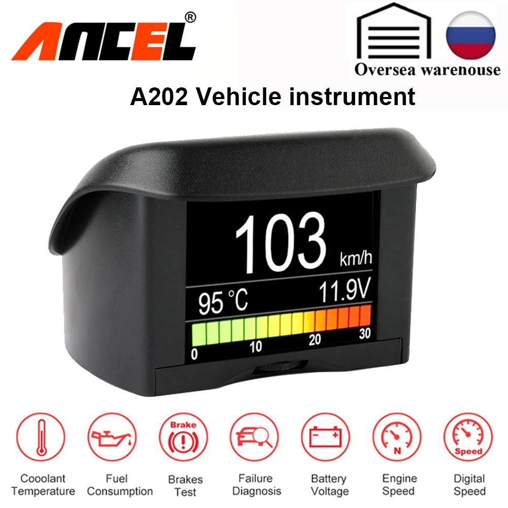 ANCEL A202 Automobile On-board Computer Car Digital OBD 2 Computer Display Speed Fuel Consumption Temperature Gauge OBD2 Scanner