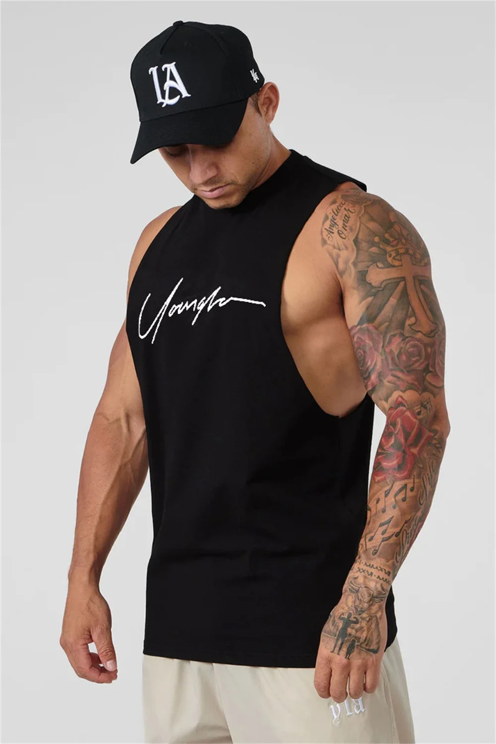 Cotton Bodybuilding Tank Tops Men Gym Fitness Sport Sleeveless Shirt Male Casual Stringer Singlet Vest Summer Workout Clothing