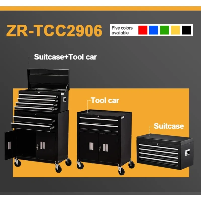 작업장 및 차고용 롤링 도구 상자, 캐비닛 도구 상자, 열쇠 잠금 장치 포함 서랍 6 개