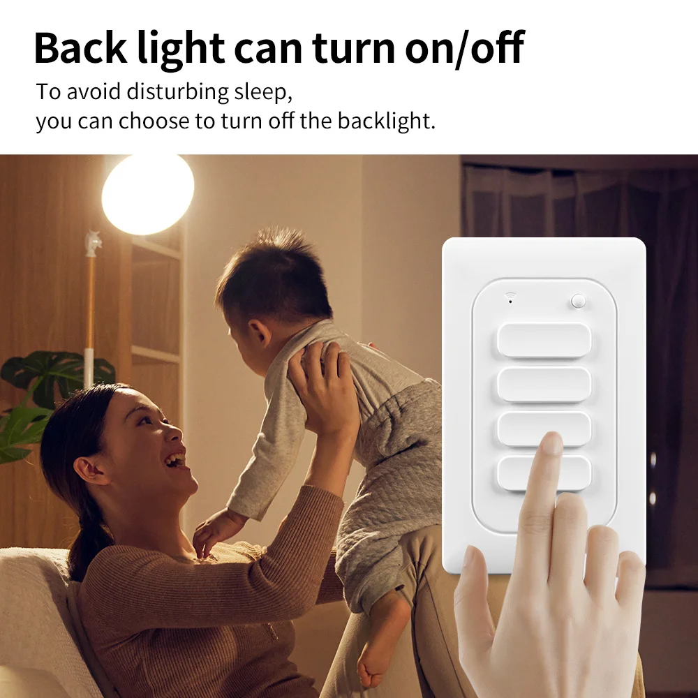 Tuya WiFi Smart Switch 1/2/3/4 Gang Physical Wall light Push Button Switches Work With Alexa Google Home Voice Control 110v-240v