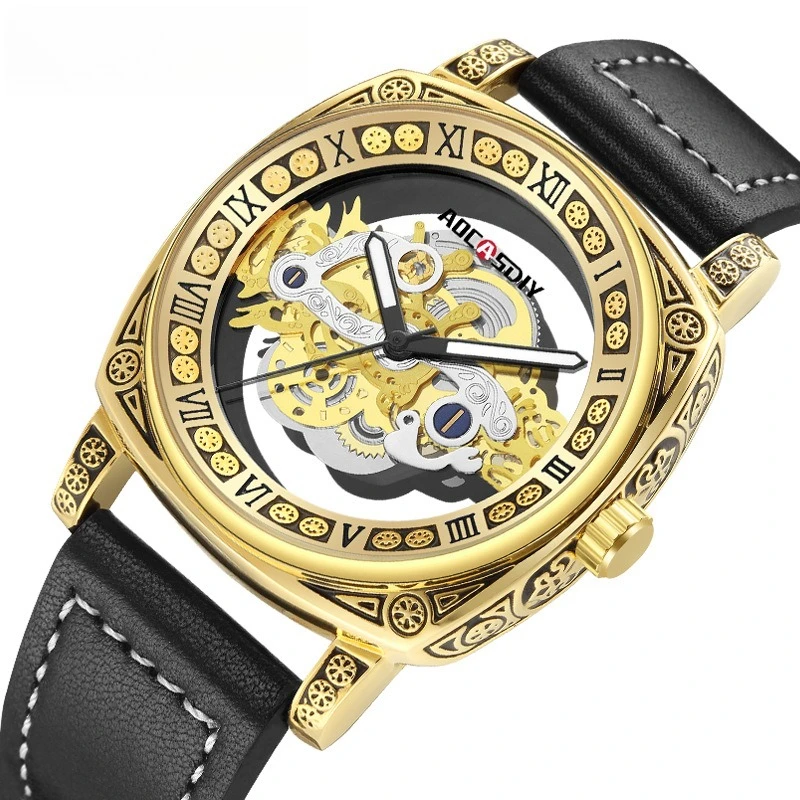 

Men's fashion double-sided transparent hollow men's watch luminous waterproof quartz watch cross-border business men's watch