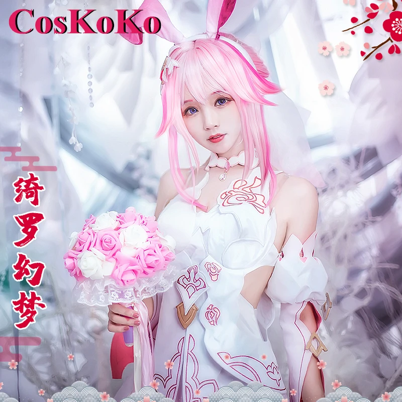 CosKoKo Yae Sakura Cosplay Game Honkai Impact 3 Costume Gorgeous Sweet Wedding Dress Women Halloween Party Role Play Clothing