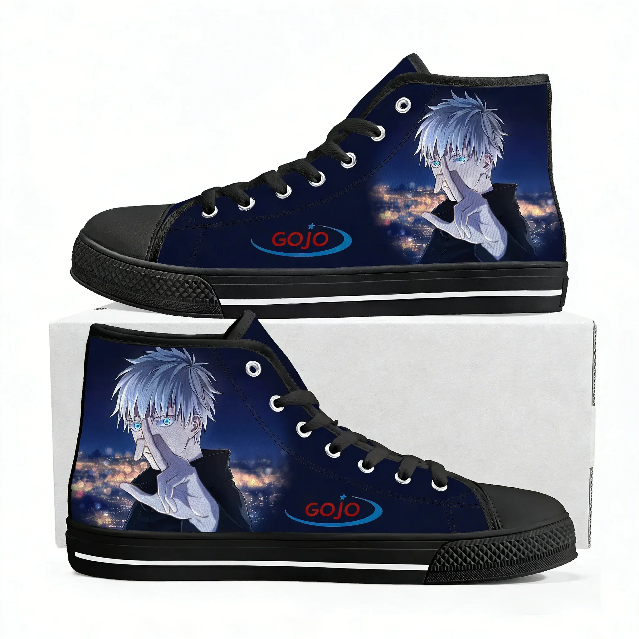 

Кеды Satoru Gojo High Top: Модные холщовые кроссовки высокого качества для мужчин, женщин и подростков. Повседневная обувь для пар, с возможностью индивидуального дизайна.