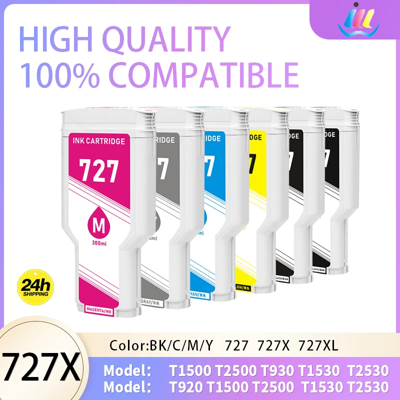 

JMDD 727 Compatible Ink Cartridge 300ML Full With Pigment Ink For HP T920 T1500 T2500 T930 T1530 T2530