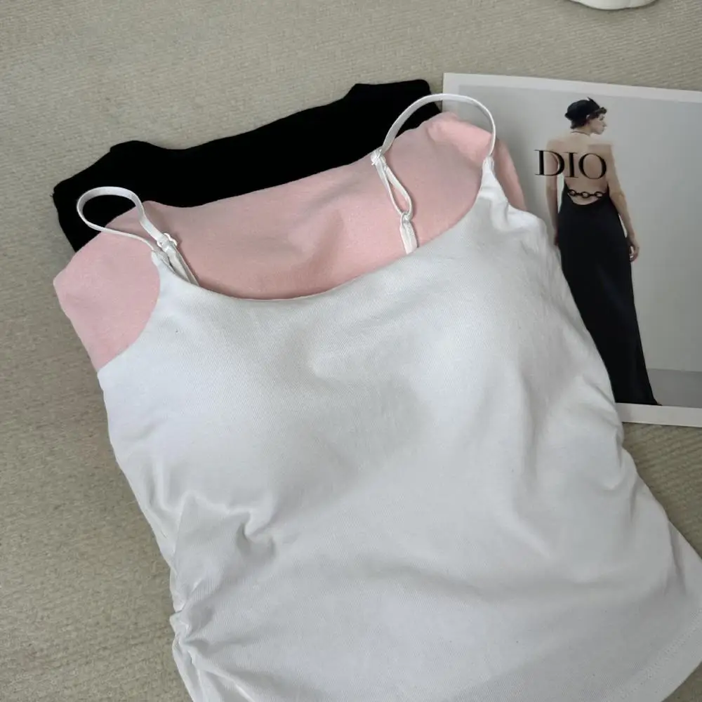 Fashion Women's Summer Cami Tops Sleeveless Pleated Slim Vest  Sexy Hot Girl Crop Top Solid Color Casual Tube Top Y2K Streetwear