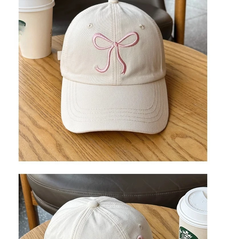 Nette Koreanische Ins Baseball Kappe Frauen Bogen Design Süße Romantische Rosa Soft Top Hut Mode Einstellbare Snapback – Detail 4