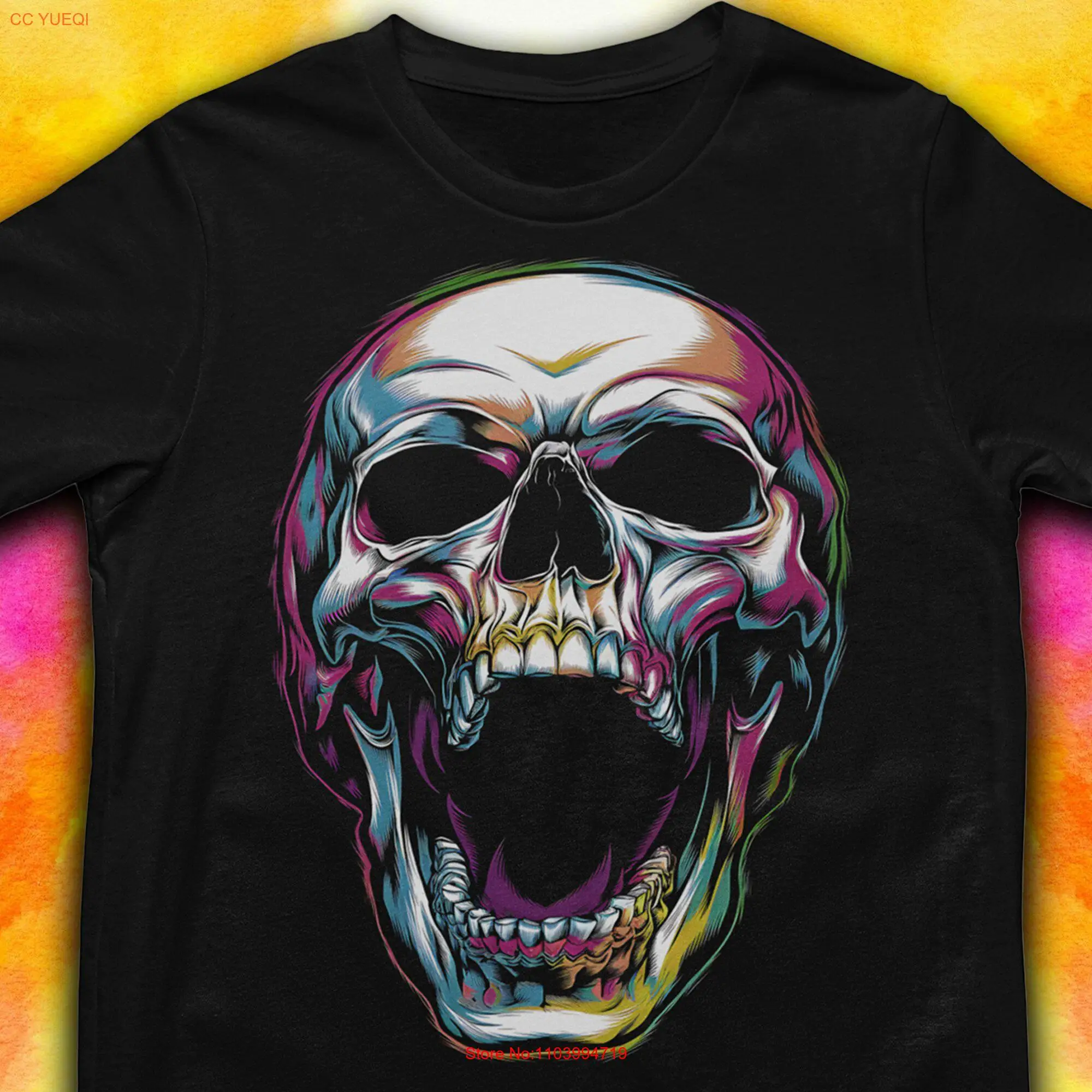 

Паранормальная футболка с костяным черепом Horror Mystic Eerie Design GifT Sinister с длинными или короткими рукавами