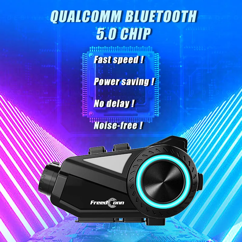 Freedconn New Motorcycle Helmet Walkie-talkie 1000m 6 Person Bluetooth Headphone Dashcam R3 HD Ultra Long Life Without Noise