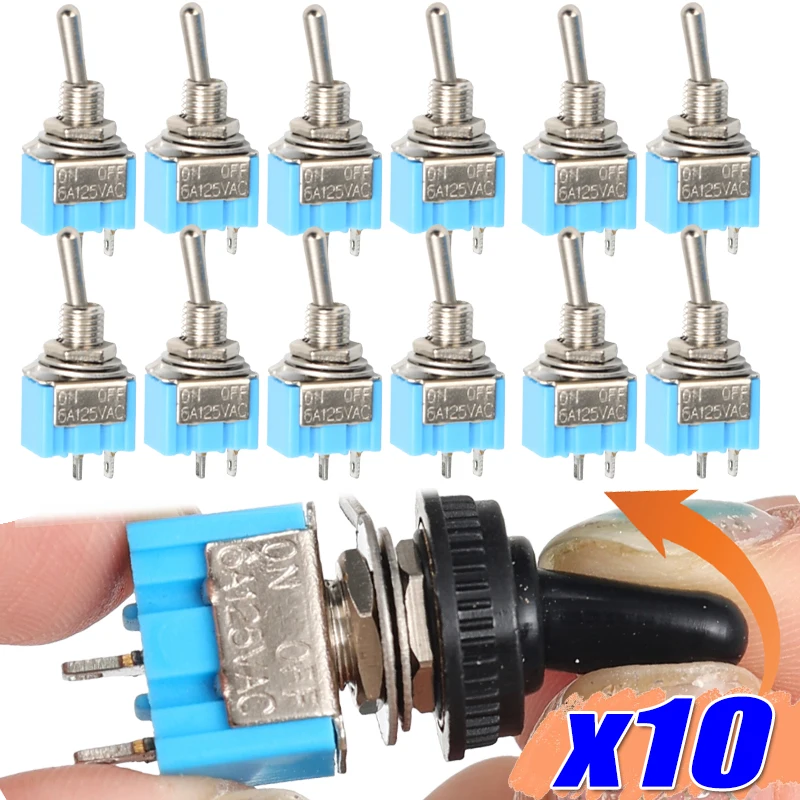 2 Pin 2 Position Mini Toggle Button Switch MT-S101 Blue Micro Toggle Switches for Motorcycles Boat Supplies Accessory 1~10PCS