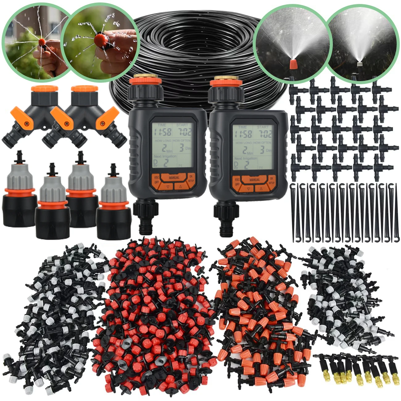 

Sprycle 30-50M Garden Watering Irrigation System Drip Kit Adjustable Misting Nozzles Automatic Spray Outdoor Yard Greenhouse