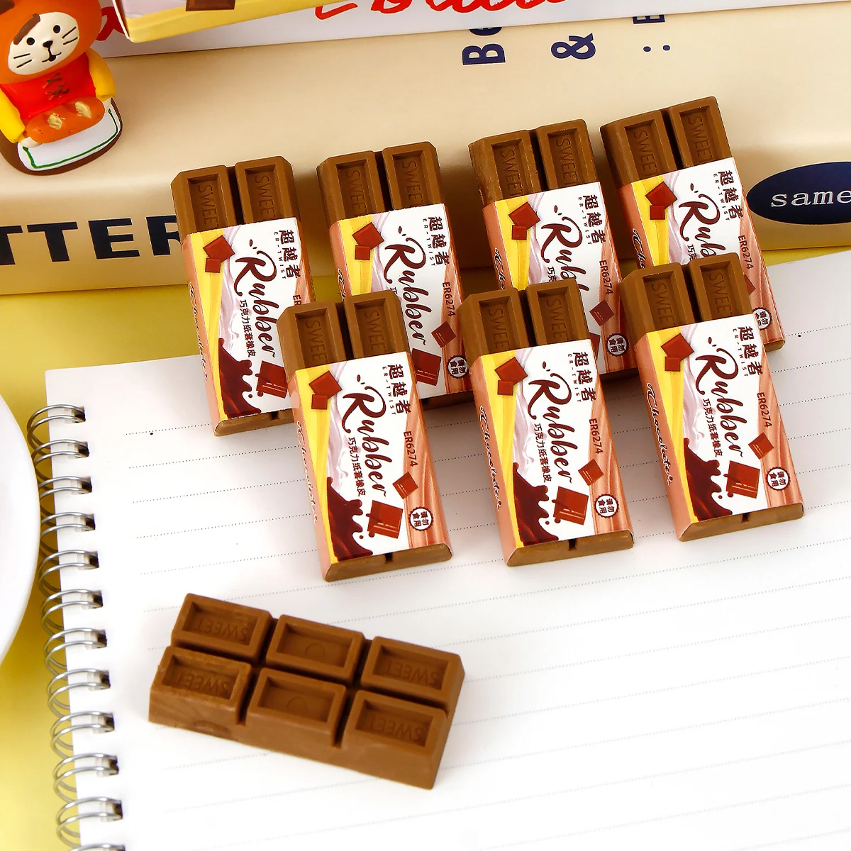 3/6 個のチョコレート型消しゴムは楽しくてリアルで、教師、クラスメート、友人へのギフトに最適です。