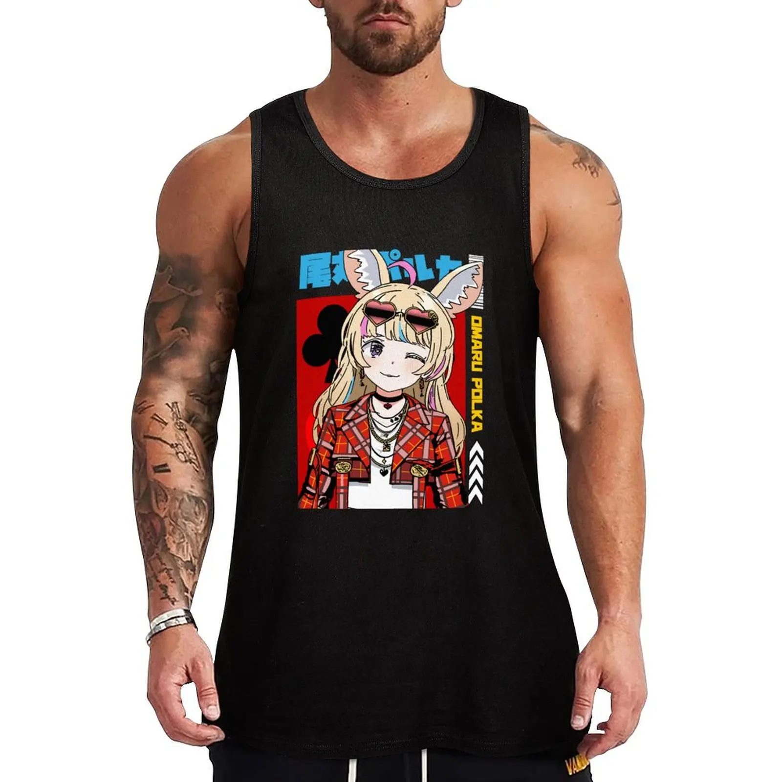 Omaru Polka Casual Outfit Tank Top Sleeveless Workout Tank Top Muscle Fit Gym Shirt
