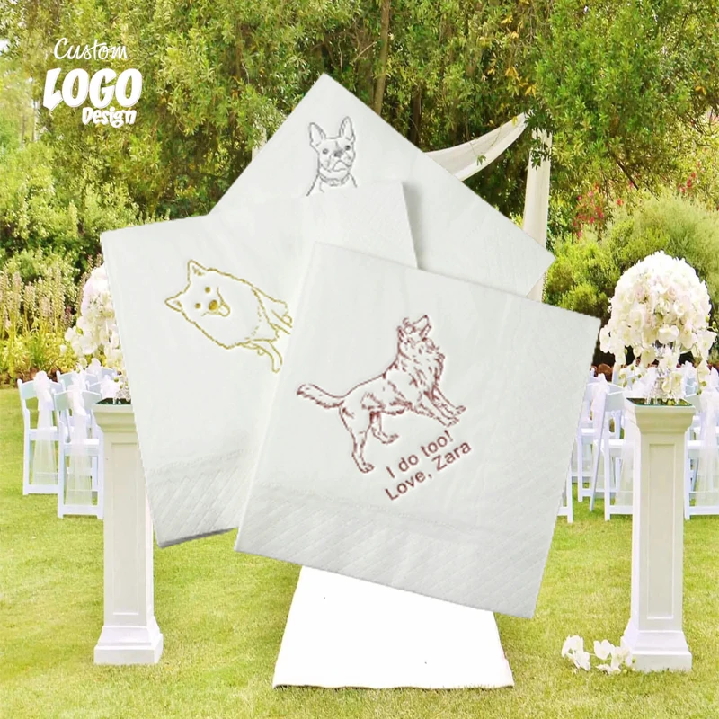 

Personalized LOGO Pet Wedding Cocktail Napkins Custom Wedding Napkins Dog Cocktail Napkins Wedding Cat Wedding Napkins Wholesale