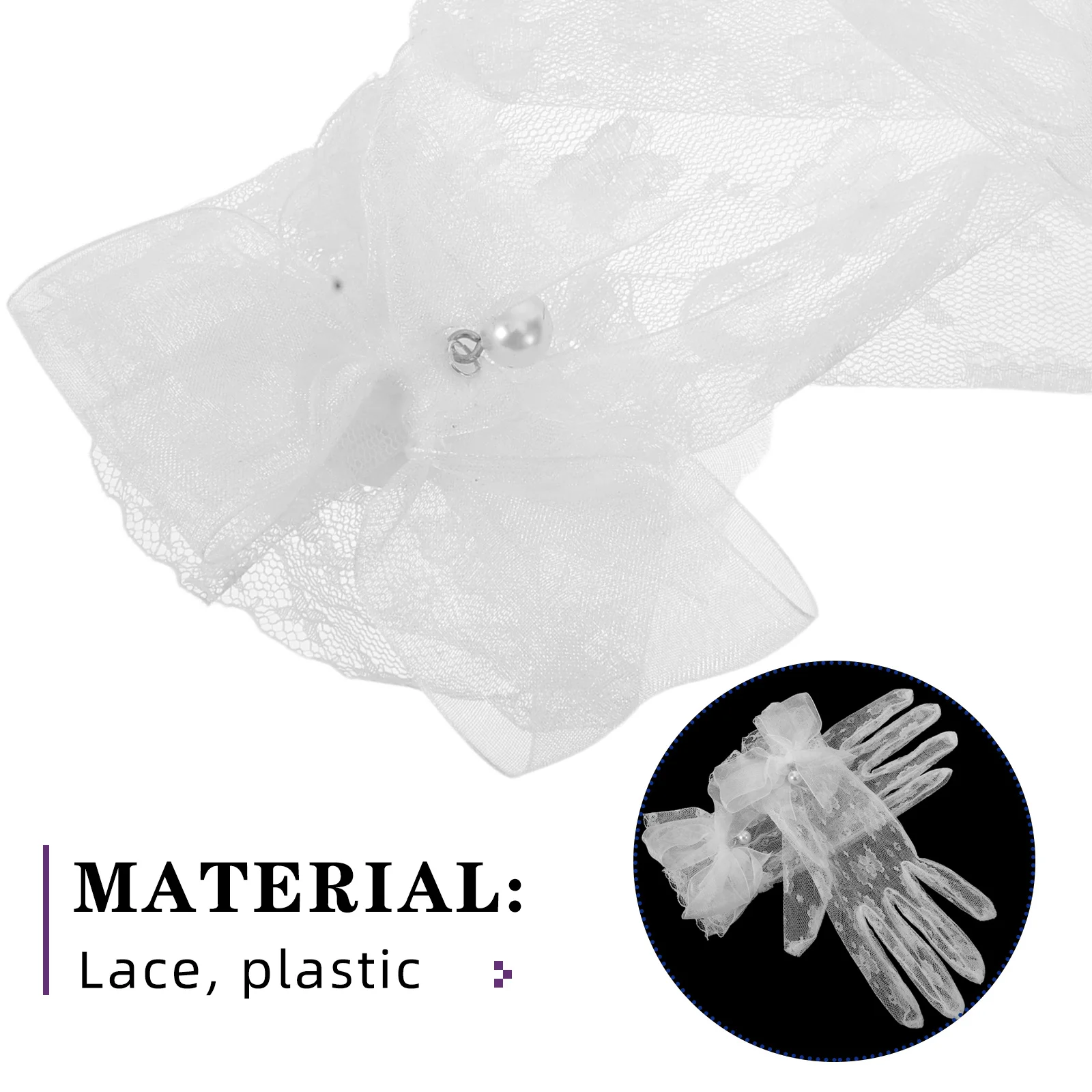 2 pçs branco lolita luvas de renda elegante arco curto dedo luvas para festa de chá formal eventos noturnos acessórios de festa de chá