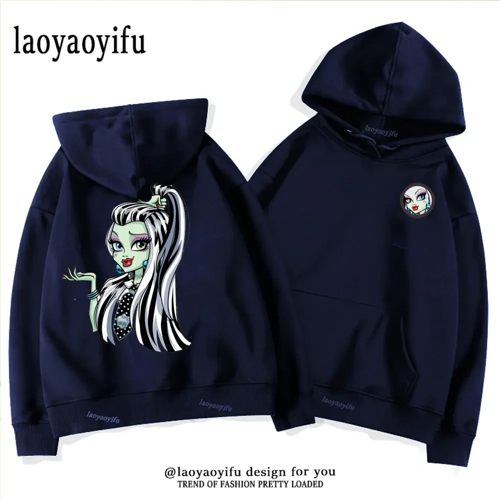 Monster High Cartoon Print Hoodie Kpop Long Sleeve Hoodies Women Hoody Sudadera 2024  Autumn Winter Fashion Y2k Sweatshirt