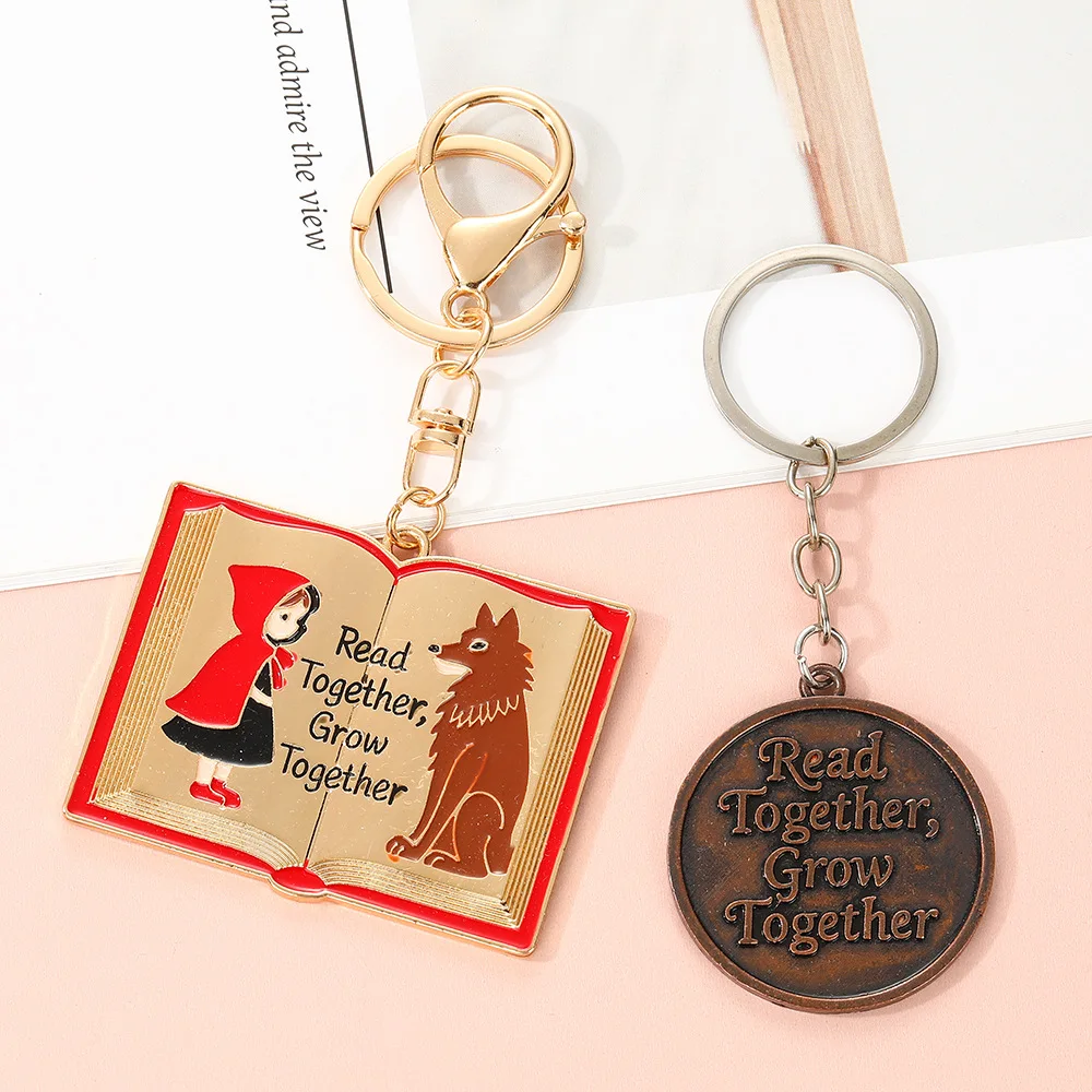 Fairy Tale-style Little Red Riding Hood and the Wolf Book Keychain Cartoon Animation Keyring for Women Friends Keyrings Gifts