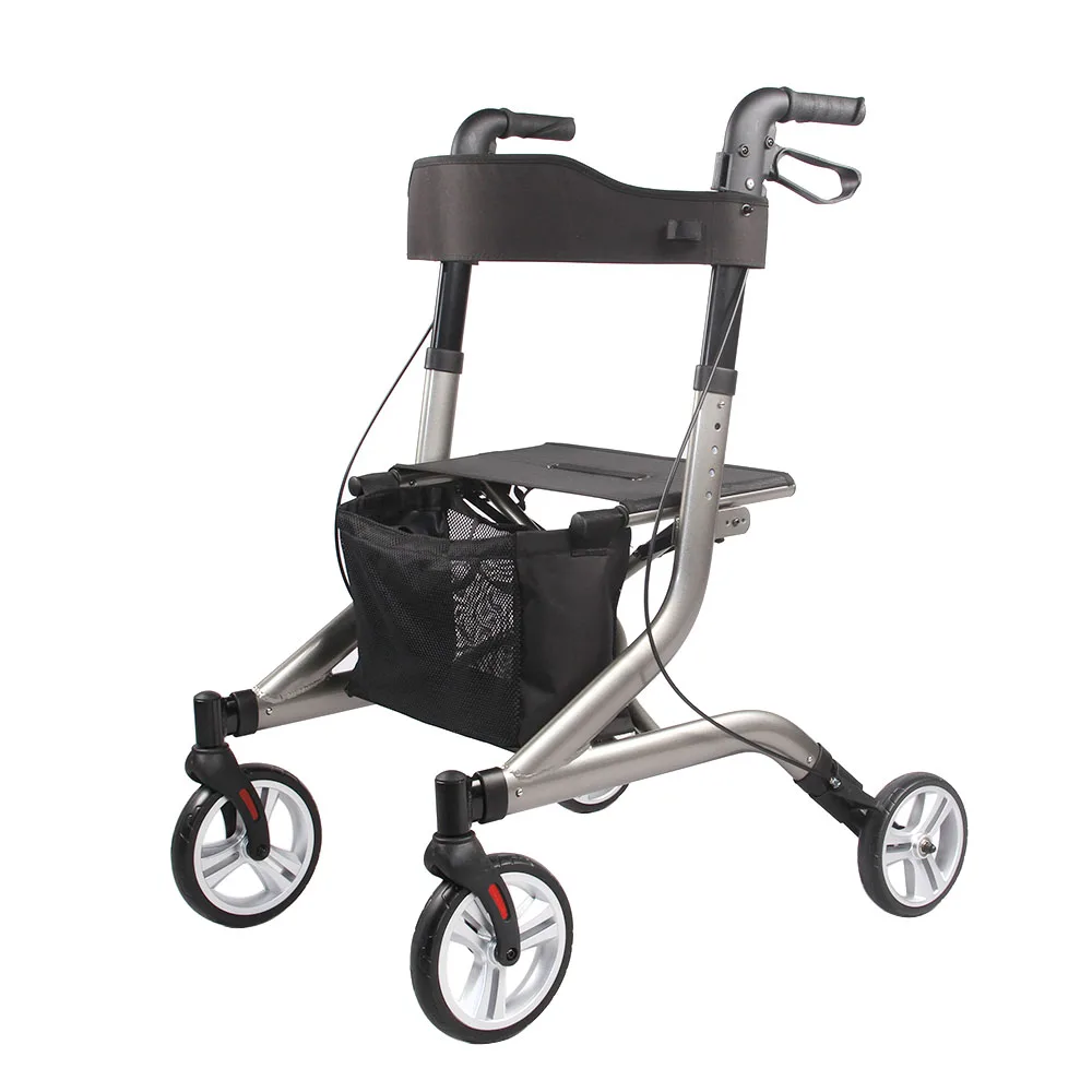 Aluminum four Wheel Walker Rollator Supplies lightweight walker disabled medical walker rollator with Fabric Seat Backrest