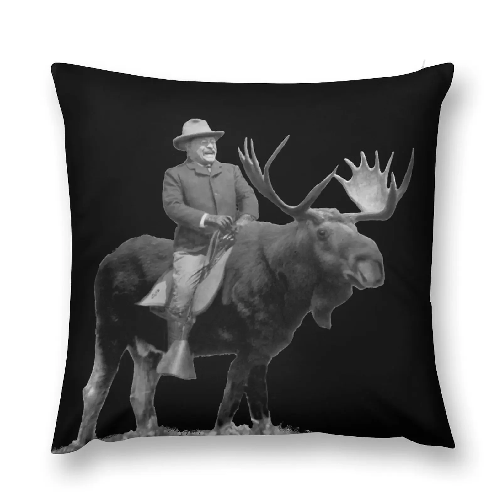 Teddy Roosevelt Riding A Bull Moose Throw Pillow Couch Pillows Throw Pillow Pillow Covers Decorative cover luxury