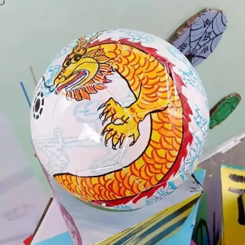 ขนาด 3/4/5 DIY Graffiti ฟุตบอลลายเซ็นเด็ก DIY ระบายสีลูกฟุตบอลลายเซ็นฟุตบอลสีขาวสําหรับเด็กผู้ใหญ่