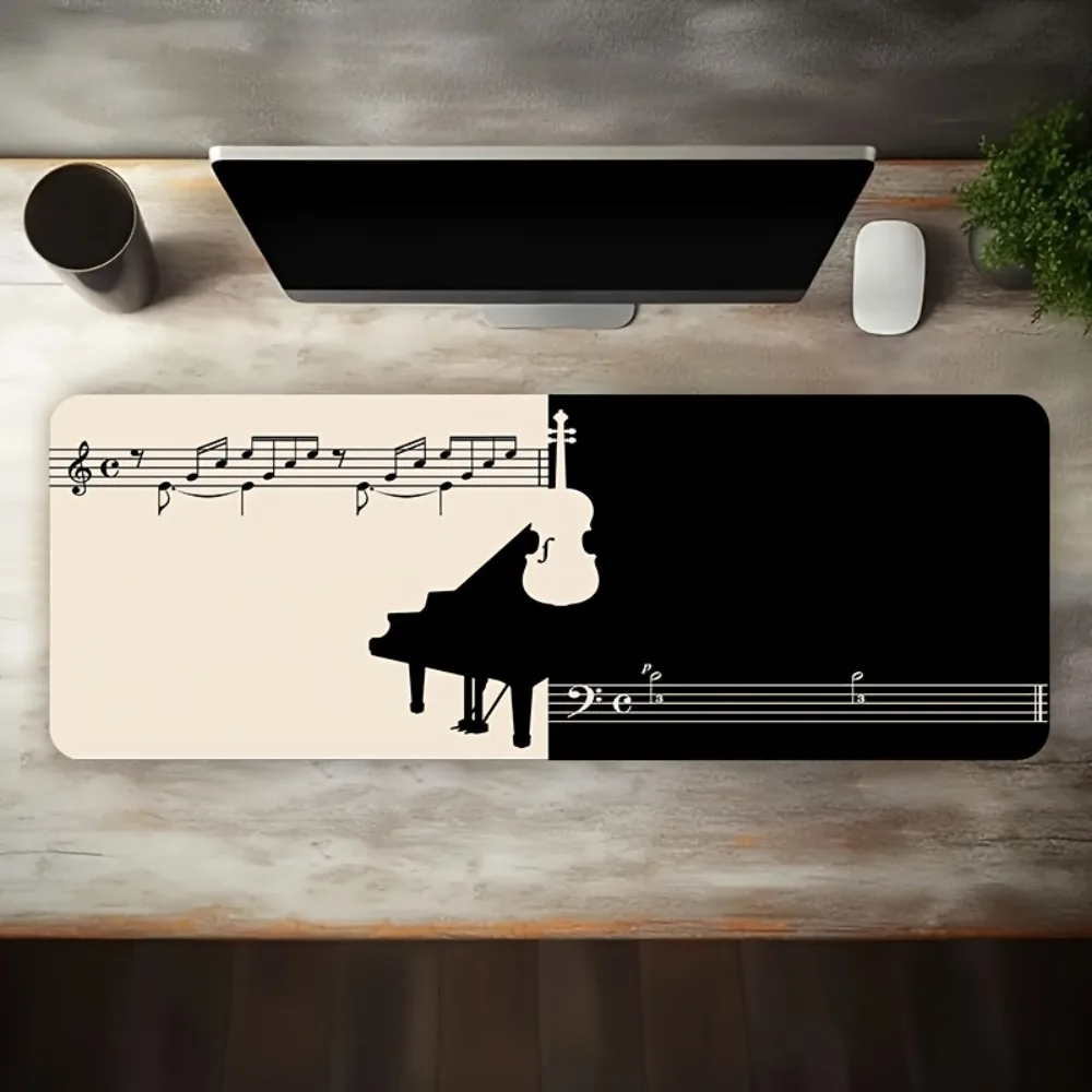 

Music Note Piano Violin Large Desk Mat, Extended Gaming Mouse Pad, Waterproof Non-Slip Keyboard Pad for Home Office Decor