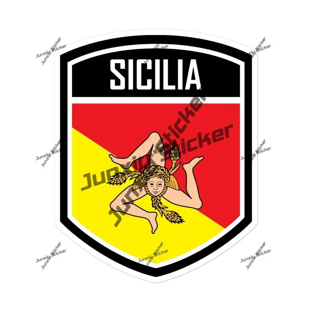 

Sicily Italy Decal Sicily Italian Flag Emblem Stickers Vehicle Anti Scratch Exterior Accessories for Car Bumper Truck Speedboat