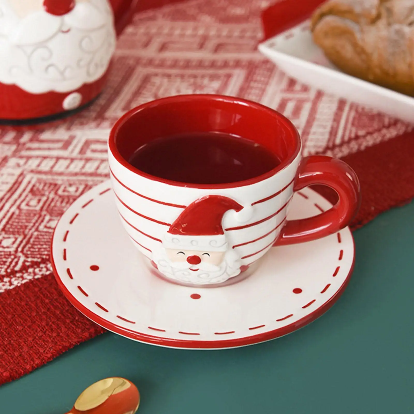 

Christmas Tea Cups and Saucer Multifunctional 200ml Unique Santa Claus for Birthday Wedding Afternoon Tea Milks Festival Decor