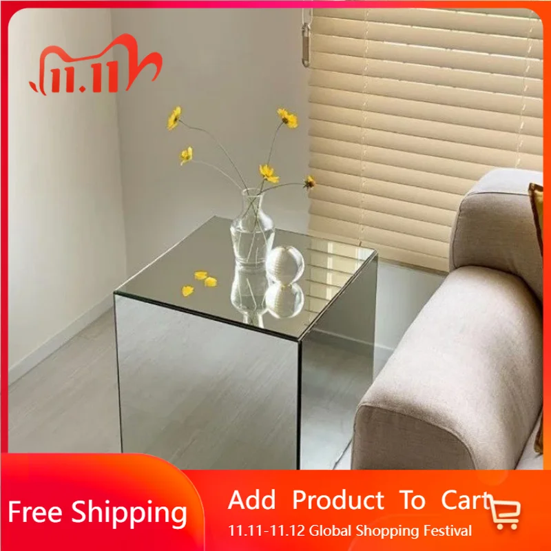 

Bedroom Acrylic Square Coffee Table Side Few Simple Bedside Table Decoration Window Base Aesthetic Mesa De Noche Patio Furniture