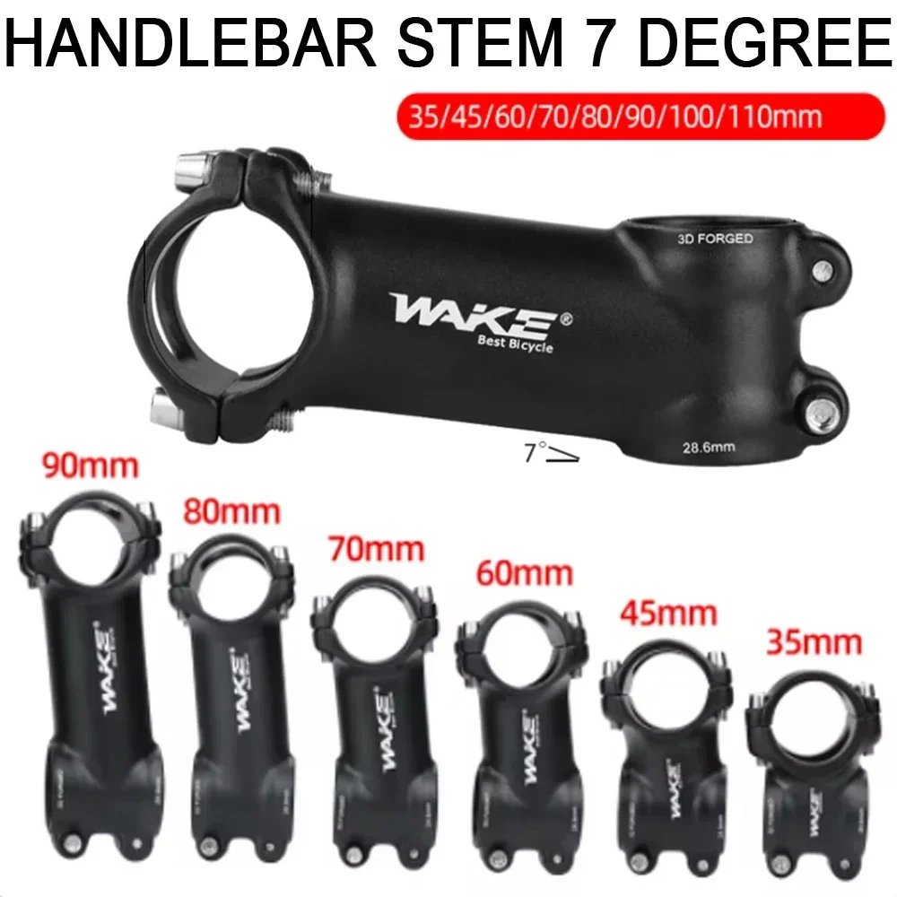 WAKE Fahrradvorbau 31,8 35 mm/45 mm/60 mm/70 mm 7 Grad kurz Mountain Road Bike Vorbau Lenker Riser Extender für MTB BMX Radfahren