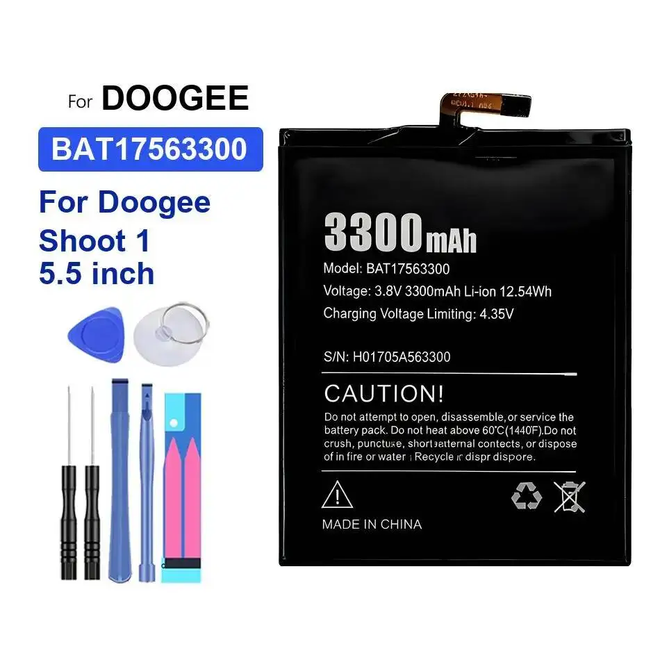 

BAT17563300 Lightweight Mobile Phone Battery Good Low-Temperature Performance For Doogee Shoot 1 5.5 Inch 3300Mah