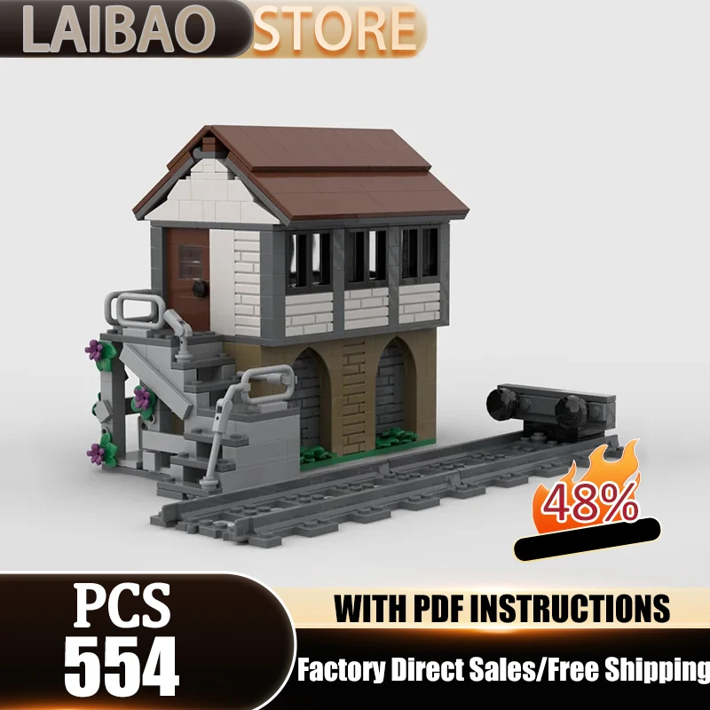 

Railway Train Model Model Moc Building Bricks Railway Signal Box Technology Modular Blocks Gifts Christmas Toys DIY Assembly