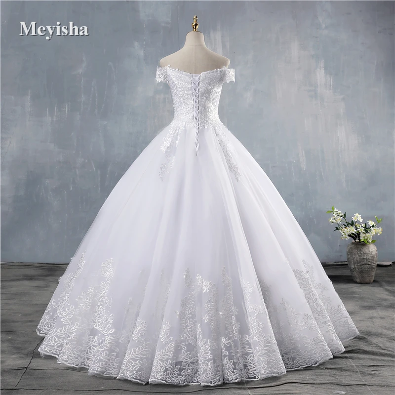 ZJ8171-F Customized 2025 Princess Wedding Dress Off Shoulder Applique Lace Bride Dresses Bridal Gown Plus Size image 3