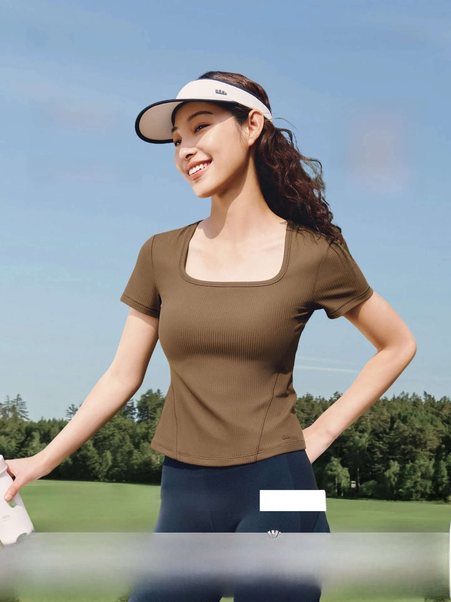 

Женская спортивная футболка Banana Le с квадратным вырезом, утягивающая, для активного отдыха, верхняя одежда