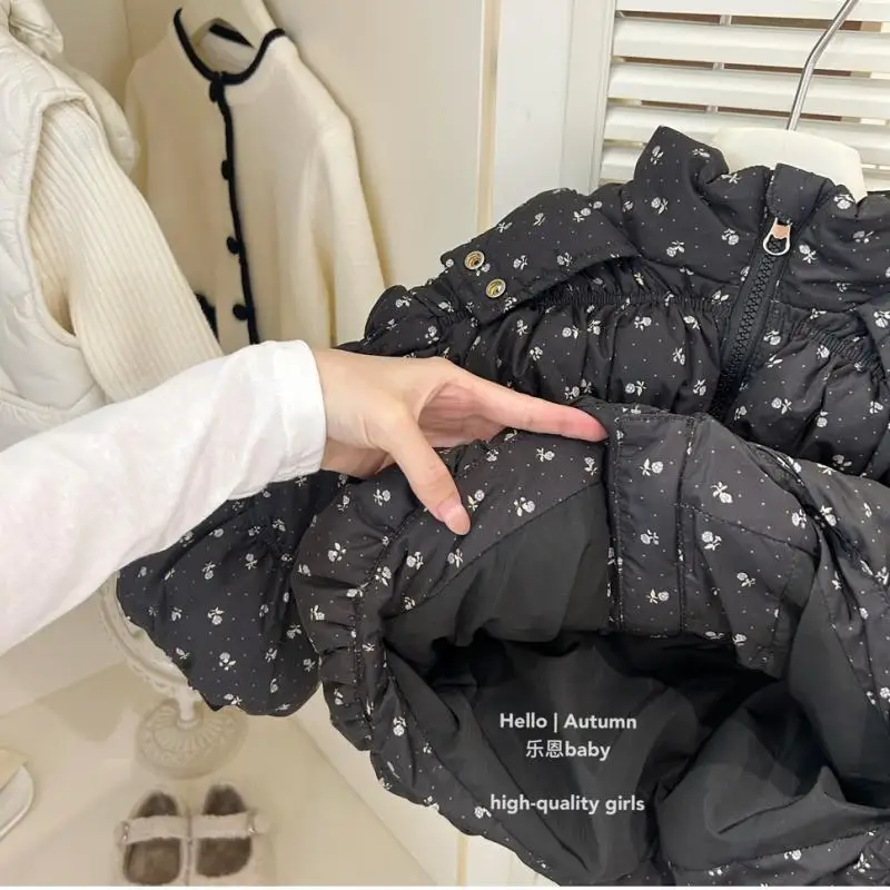 Children's Clothing Girls' Autumn and Winter New Item Floral Rabbit Cotton Coat Baby's Stylish Cute Coat Hooded Cotton Jacket