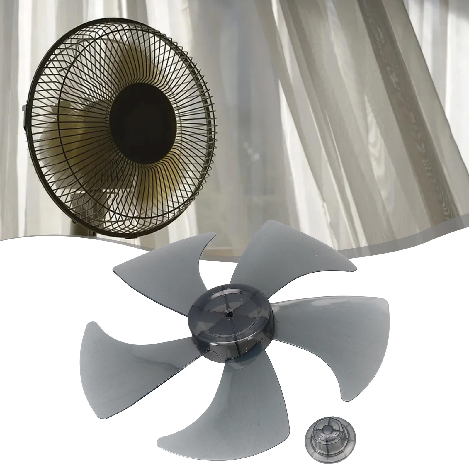 1 Pcs 14-Inch Plastic Fan Blade Five Leaves With Nut Cover For Pedestal Household Fanner Accessories