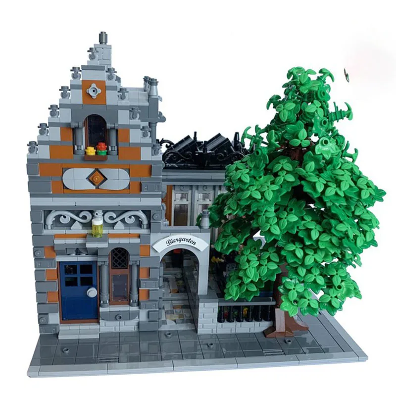 Bloc de construction Moc, modèle de vue de rue, style architectural allemand, maison de bière Gevas, technologie de restaurant, cadeau modulaire, assemblage à monter soi-même