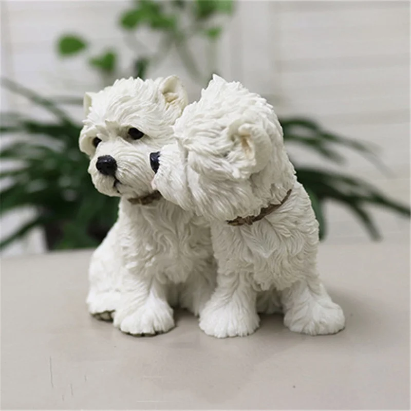 Simulation Animal Cute Puppy West Highland White Terrier Creative Home Decor Lucky Dog Action Figure Collectible Model Toy