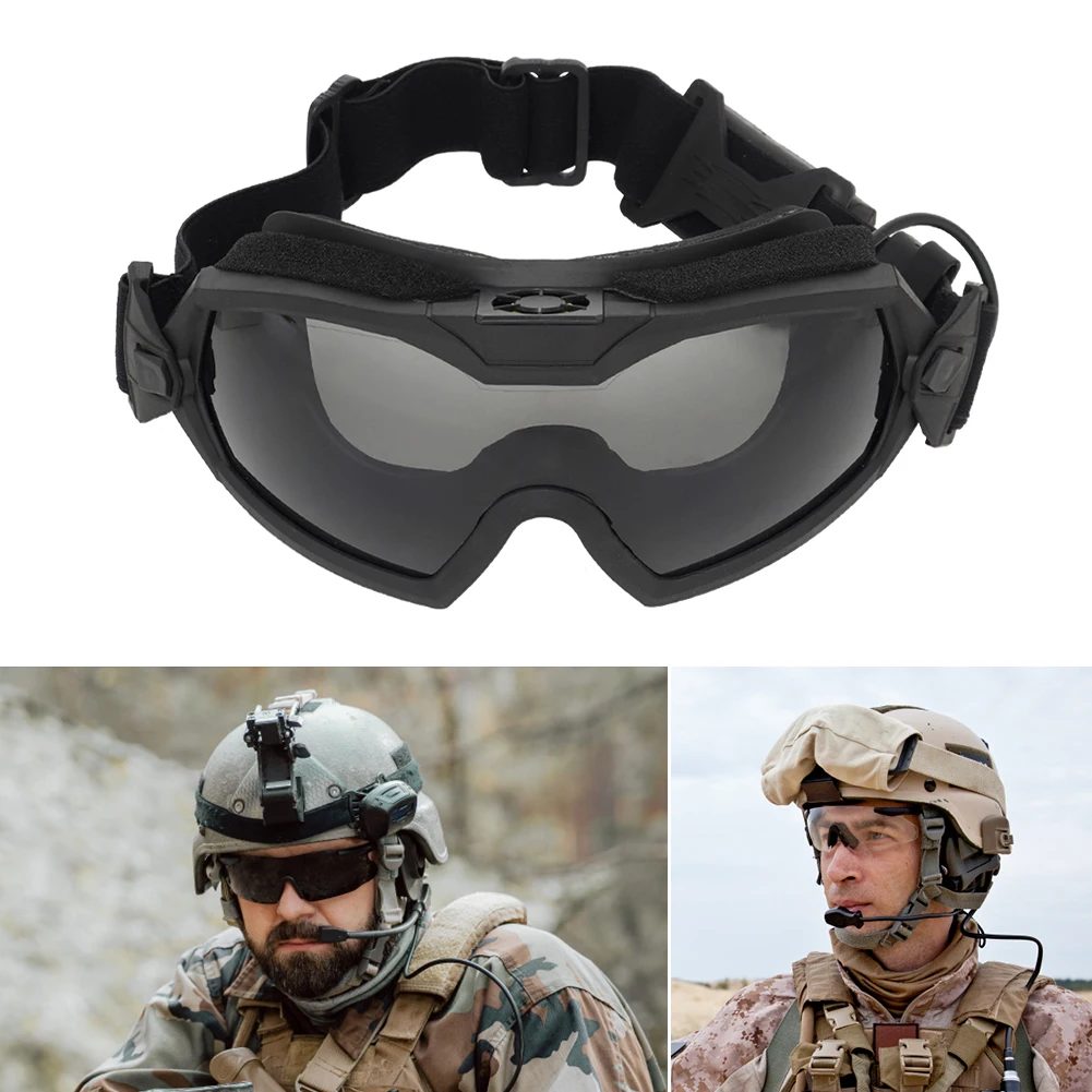 Airsoft Paintball Goggles With Micro Fan Transparent Lens Motorcycle Goggles Scratch-resistant Eyes Protection Safety Eyewear