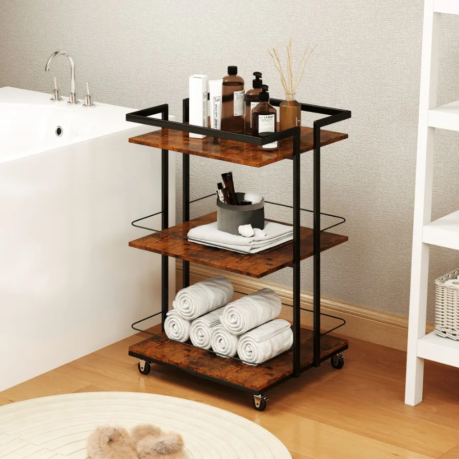 

Multitier Salon Cart with Universal Wheels and Iron Rail