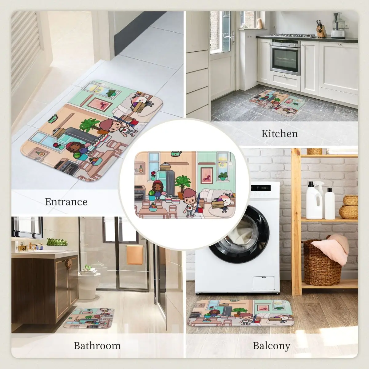 Toca Life Box Toca Boca Cute Game Doormat Antiwear Carpet Rug Kitchen Entrance Home Floor Mat for Balcony Footpad Mats