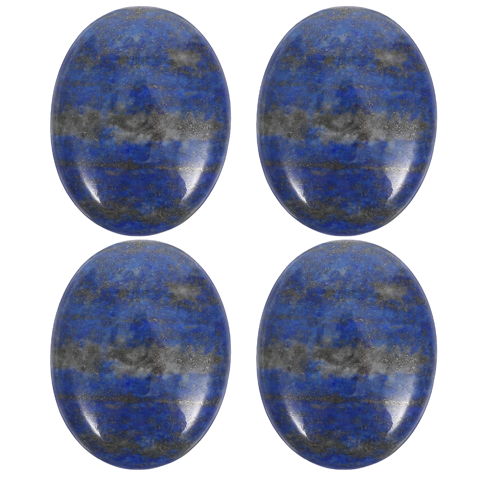 

4 Pcs Massage Stone Natural Crystal Meditation and Therapy Blue Pocket Oval Palm Tool