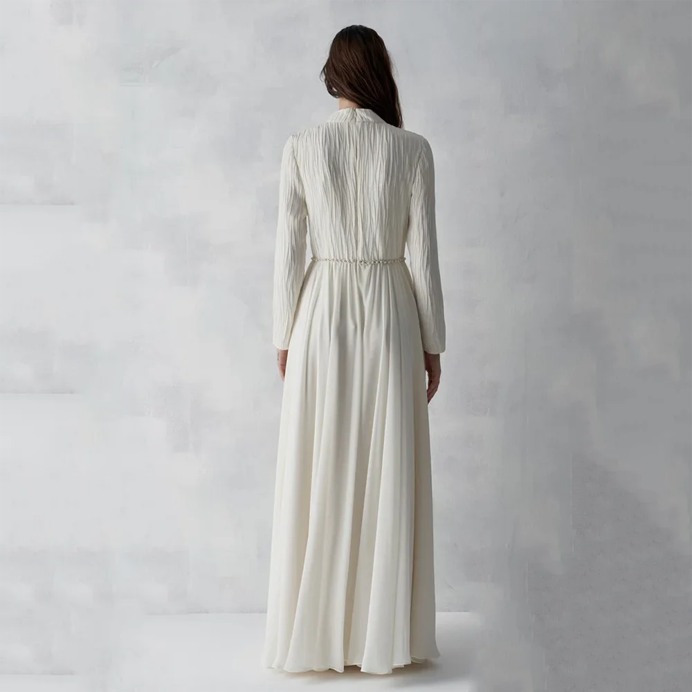 Robe de soirée Simple, col haut, manches longues, ligne a, longueur au sol, robes de bal pour occasions formelles, personnalisées, 2025