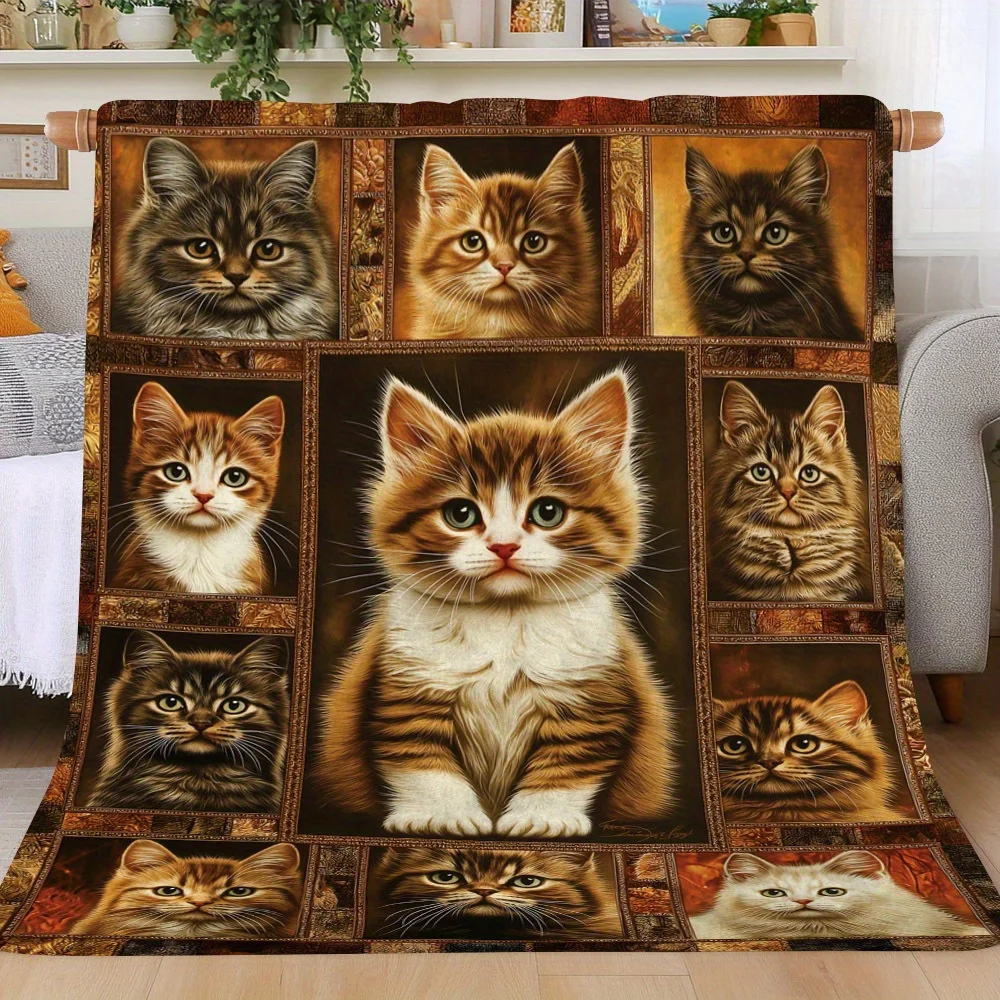 

Cat Lover Flannel Blanket - Soft Throw for Naps/Travel, Cute Feline Print Gift, Cozy Home Decor for Pet Owners, Machine Washable
