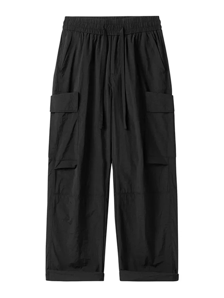 LIBIELIY 2024 New Spring Summer Cargo Pants Men Streetwear Multi-Pockets Quick Dry Nylon Casual Pants Loose Straight Trousers M