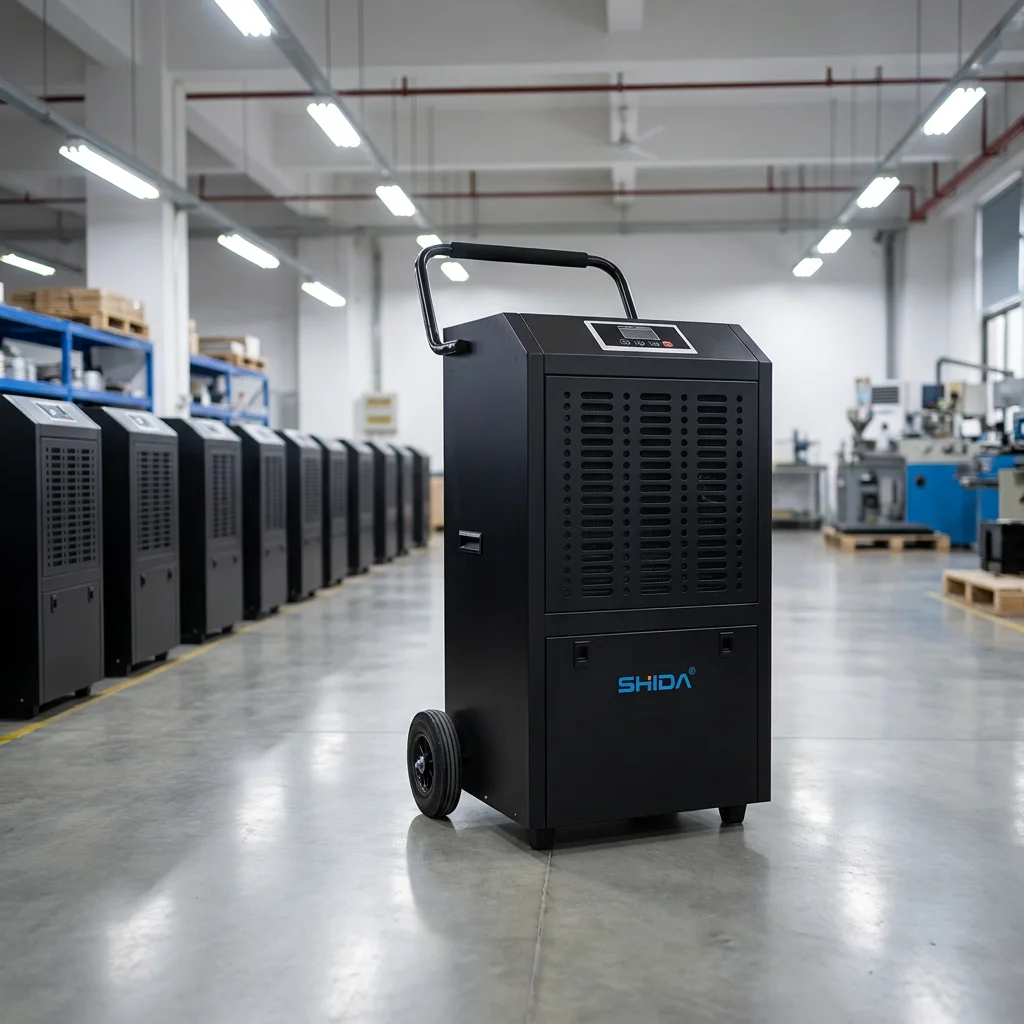 156L Portable Industrial Dehumidifier Wheeled Metal Body Digital Display For Commercial Warehouse Moisture Control
