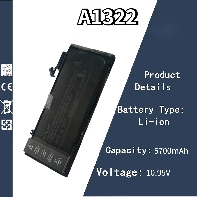 

10.95V 5700mAh A1322 Battery For Apple MacBook Pro 13" A1278 2009-2012 Laptop Battery