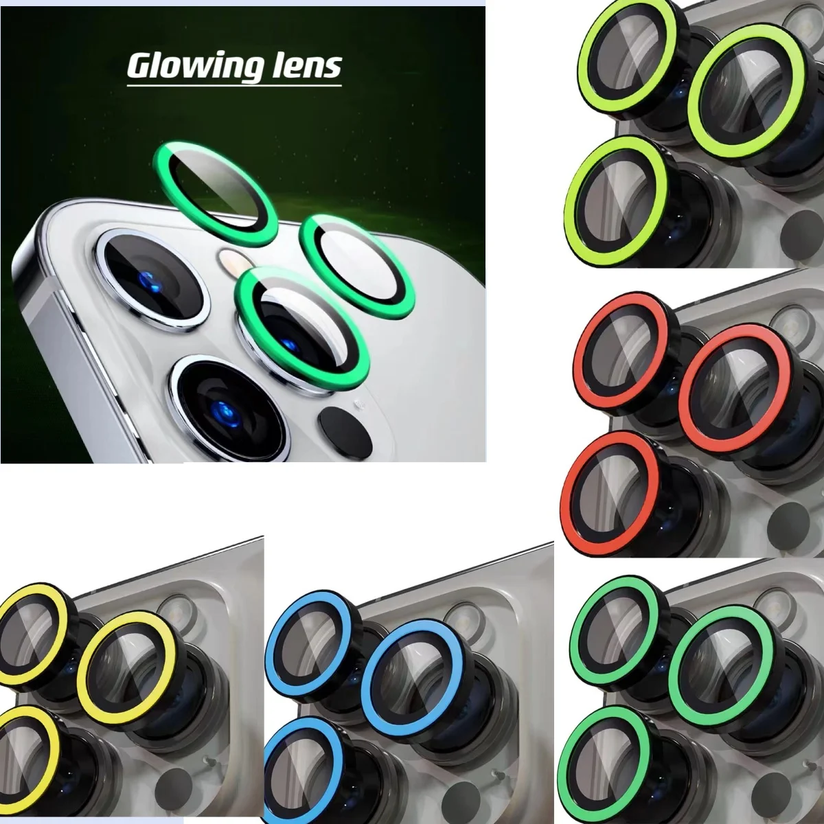 For iPhone 15 14 Pro Max Camera Xyun Protectors Luminous Camera Ring Glass for iPhone 11 15pro max 11 mini 13pro Protective Film