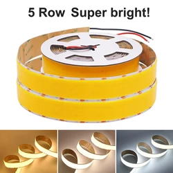 12V COB LED Strip Light 1600LEDs/M 5-rows Super Bright RA90 Home Lamp for Room 3000K 4000K 6000K Flexible And Cuttable LED Tape