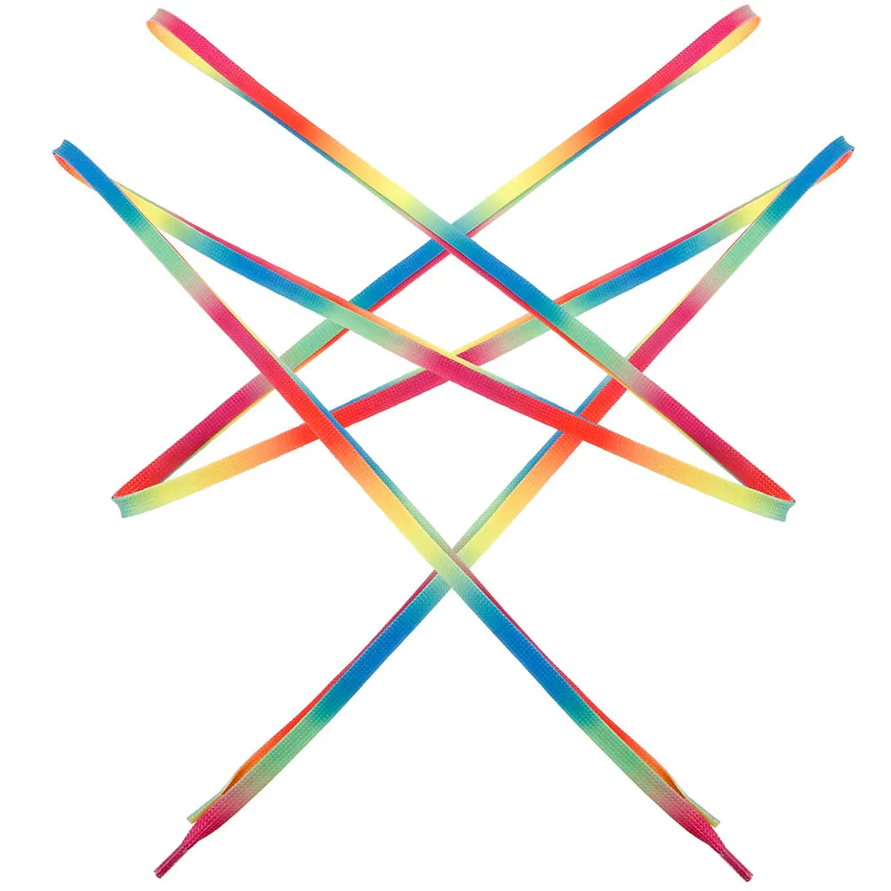 

1Pair Rainbow Hockey Colorful Shoe Laces Flat Gradient Shoelaces for Boots Sneakers Waxed Durable Waterproof Skating